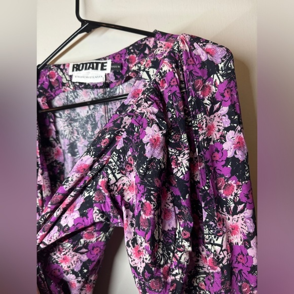 NWT Rotate Birger Christensen Nancy Purple Black Cherry Flower Floral Dress 10 - Picture 7 of 16